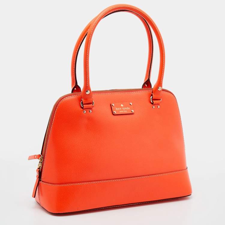 Pre Owned Kate Spade Bright Orange Leather Rachelle Wellesley Satchel
