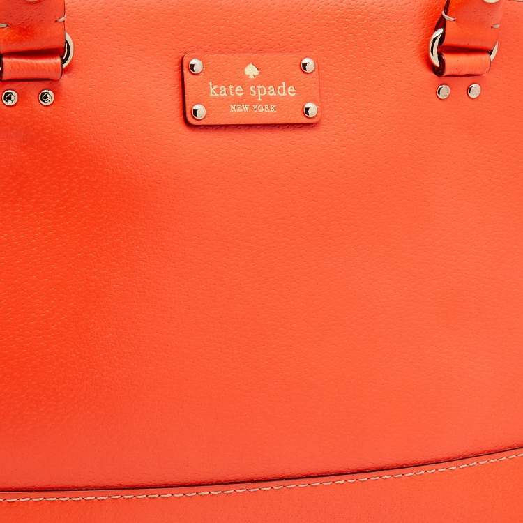 Pre Owned Kate Spade Bright Orange Leather Rachelle Wellesley Satchel