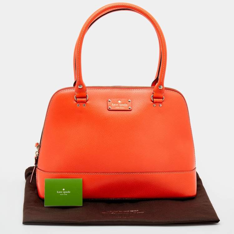 Pre Owned Kate Spade Bright Orange Leather Rachelle Wellesley Satchel