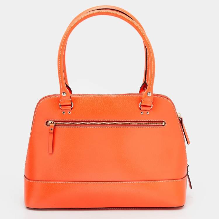 Pre Owned Kate Spade Bright Orange Leather Rachelle Wellesley Satchel