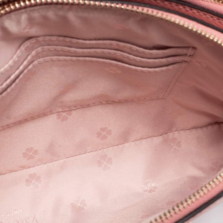 Pre Owned Kate Spade Pink Leather Spencer Small Double Zip Crossbody Bag