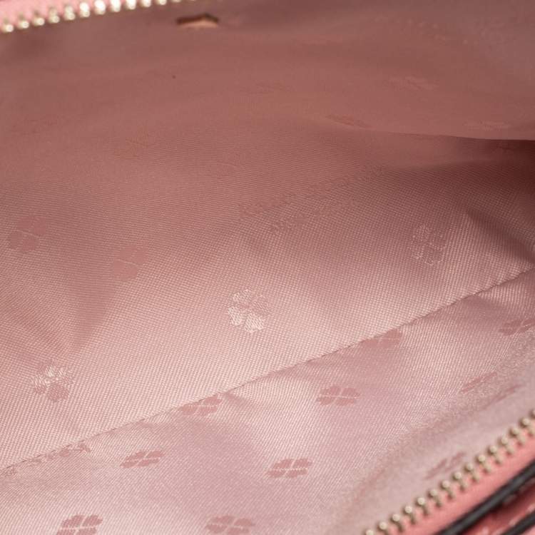 Pre Owned Kate Spade Pink Leather Spencer Small Double Zip Crossbody Bag