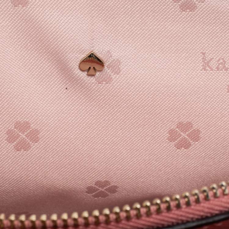 Pre Owned Kate Spade Pink Leather Spencer Small Double Zip Crossbody Bag