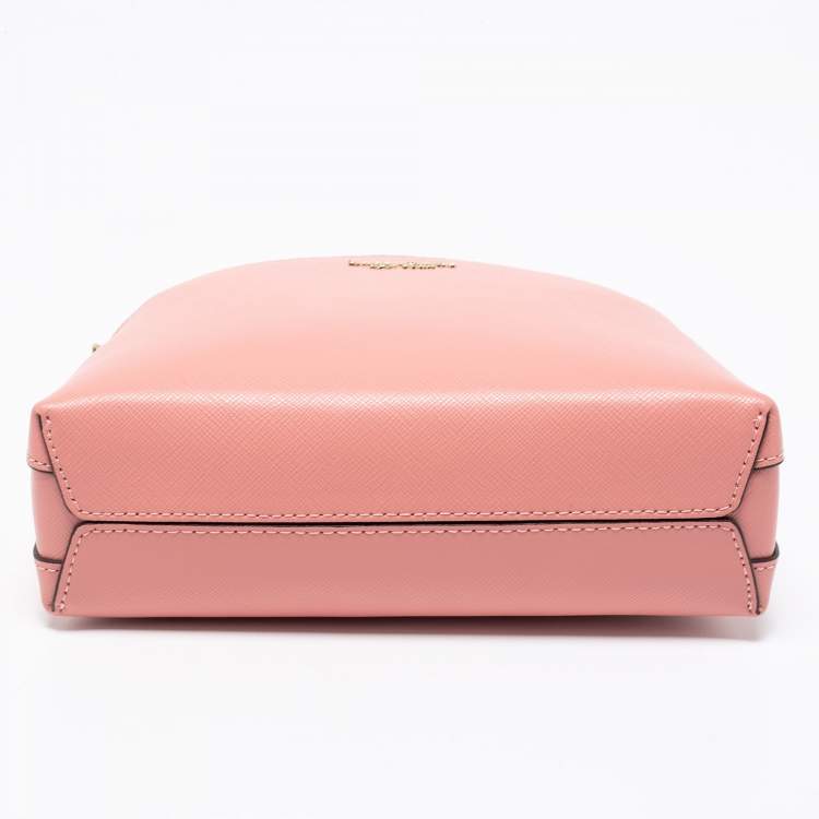 Pre Owned Kate Spade Pink Leather Spencer Small Double Zip Crossbody Bag