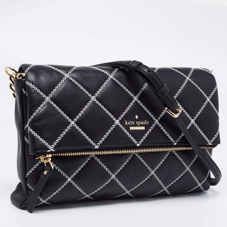 مملوكة مسبقًا Kate Spade Black Quilted Leather Emerson Place Marsala Convertible Crossbody