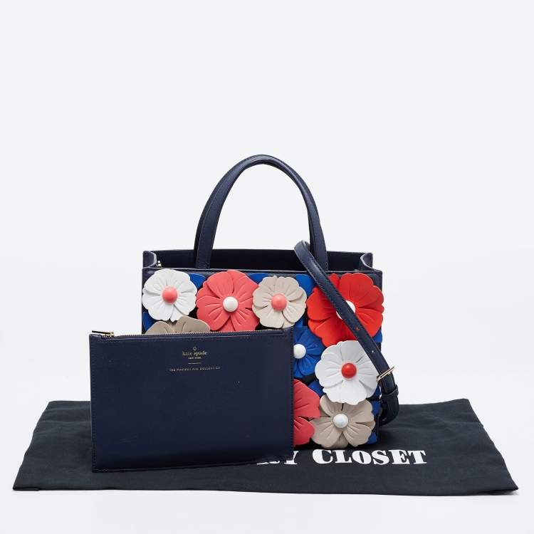 Pre Owned Kate Spade Multicolor Leather Floral Applique Daisy Lane Sam Tote