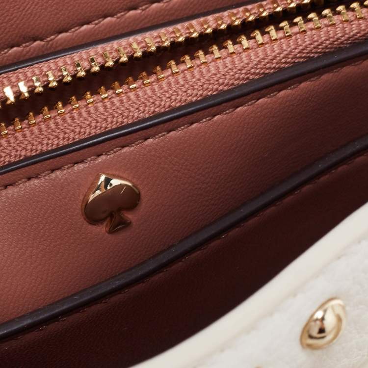 Pre Owned Kate Spade White Leather Holden Street Lanie Studded Tassel Tote