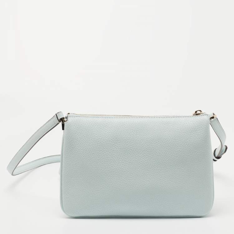 Pre Owned Kate Spade Light Blue Leila Triple Gusset Crossbody Bag