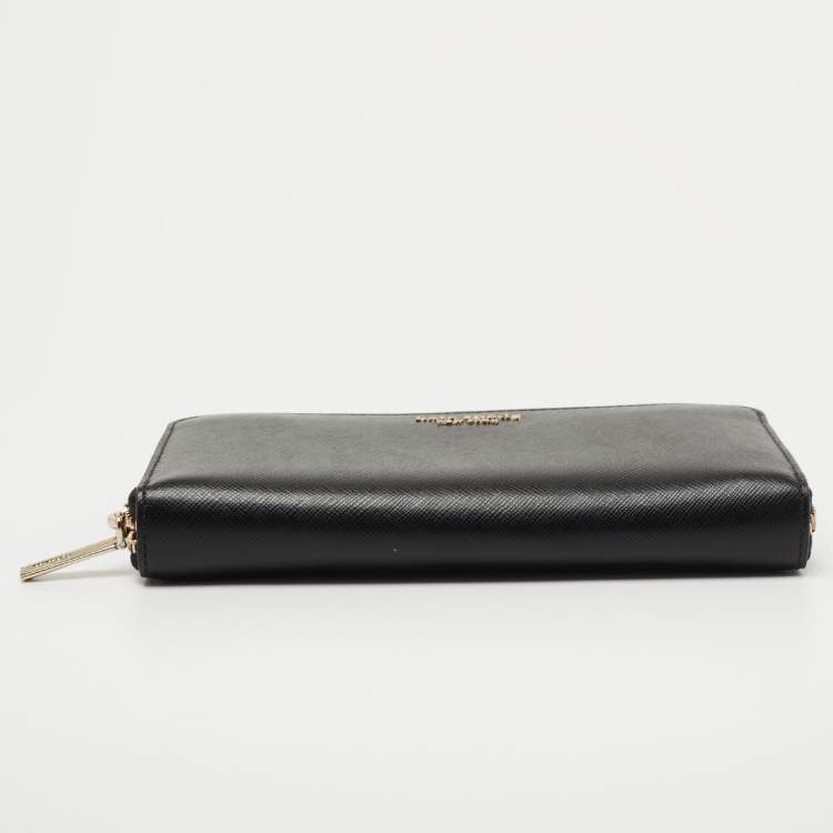 Pre Owned Kate Spade Black Leather Spencer Zip Around Wallet