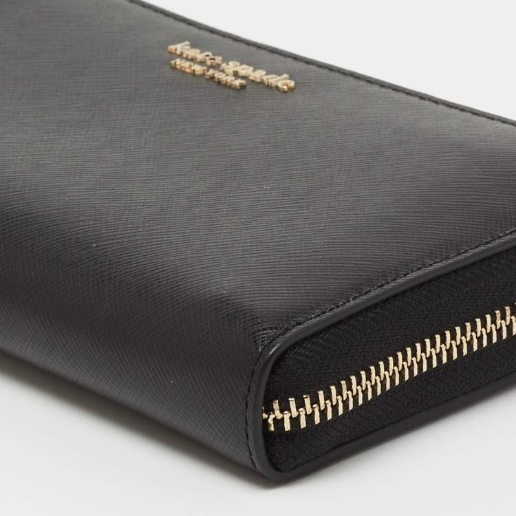 Pre Owned Kate Spade Black Leather Spencer Zip Around Wallet