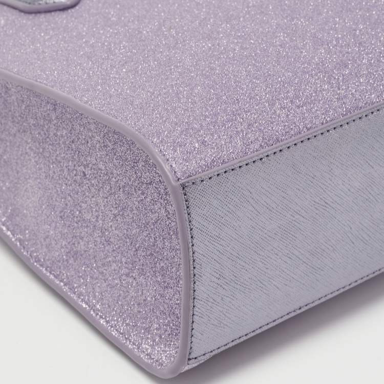 Pre Owned Kate Spade Lilac Glitter Fabric and Leather Tinsel Satchel