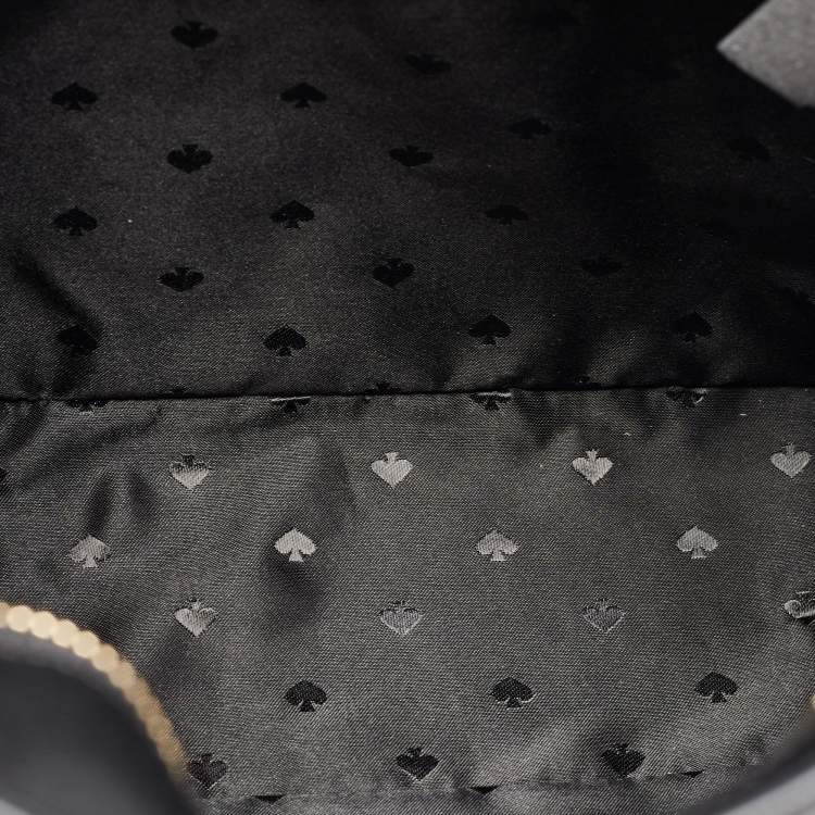 Pre Owned Kate Spade Black Glitter Fabric and Leather Tinsel Tote 