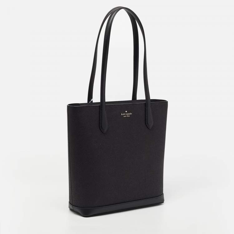 Pre Owned Kate Spade Black Glitter Fabric and Leather Tinsel Tote 