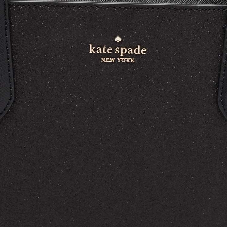 Pre Owned Kate Spade Black Glitter Fabric and Leather Tinsel Tote 