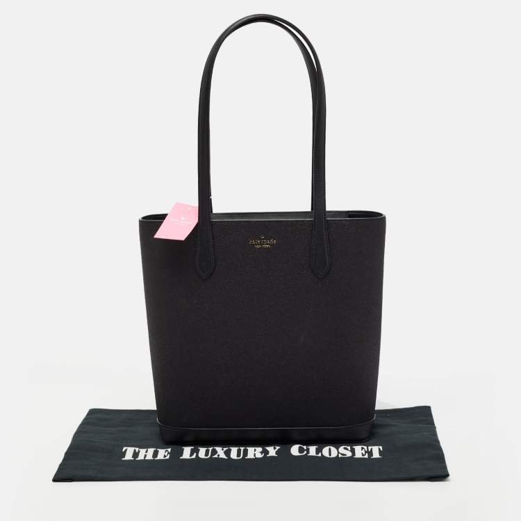 Pre Owned Kate Spade Black Glitter Fabric and Leather Tinsel Tote 