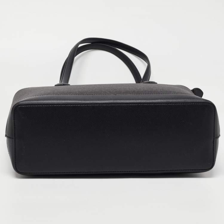 Pre Owned Kate Spade Black Glitter Fabric and Leather Tinsel Tote 
