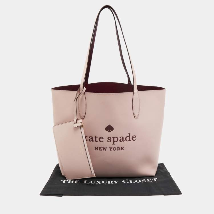 Pre Owned Kate Spade Rose Smoke Leather Glitter On Tote