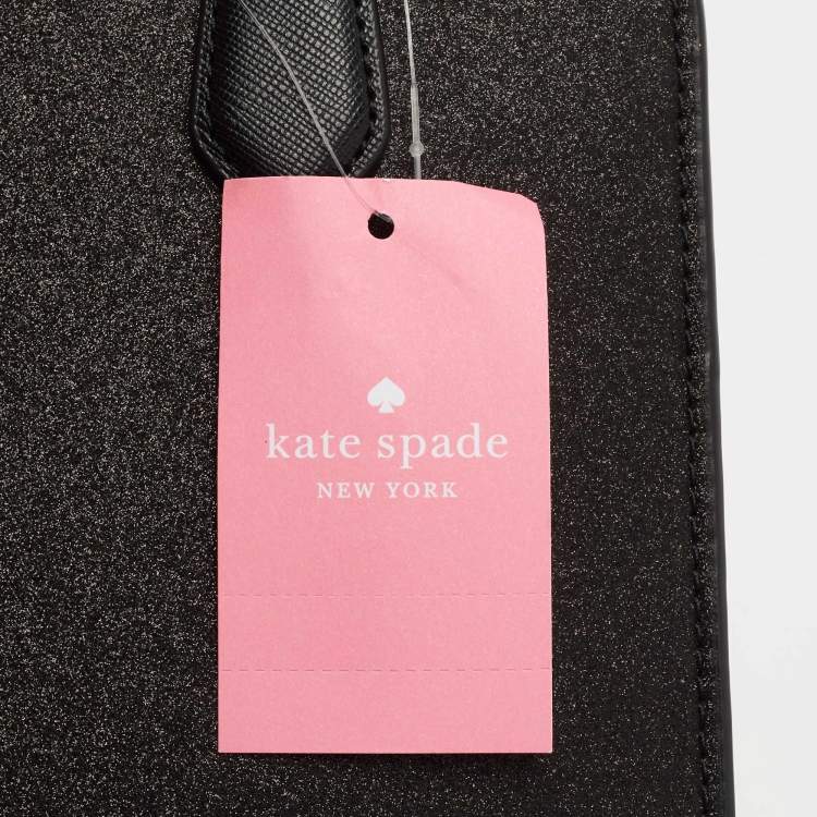 Pre Owned Kate Spade Black Glitter Fabric and Leather Tinsel Satchel