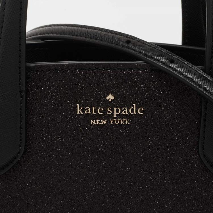 Pre Owned Kate Spade Black Glitter Fabric and Leather Tinsel Satchel