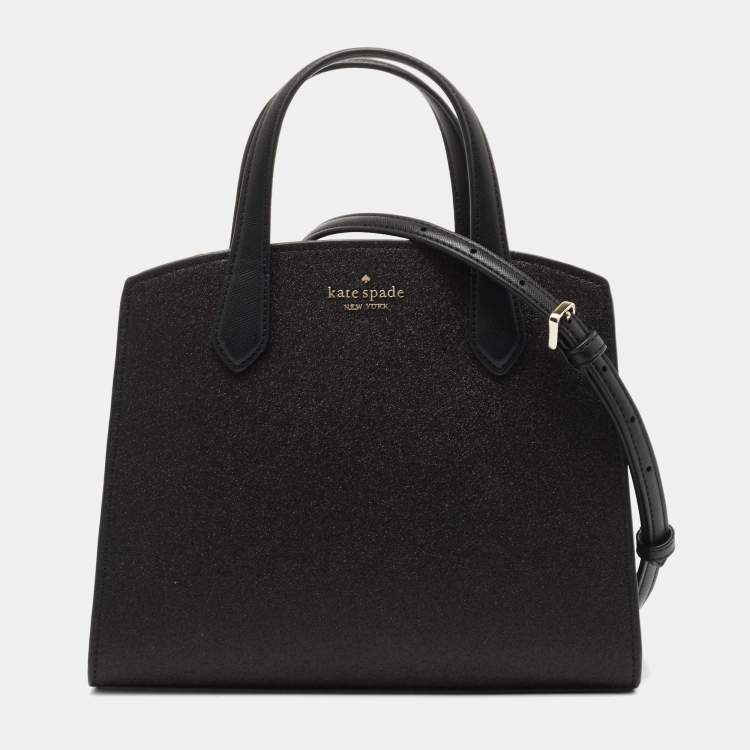 Pre Owned Kate Spade Black Glitter Fabric and Leather Tinsel Satchel