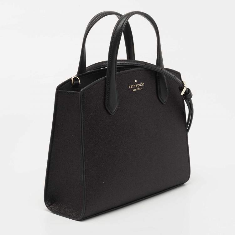 Pre Owned Kate Spade Black Glitter Fabric and Leather Tinsel Satchel
