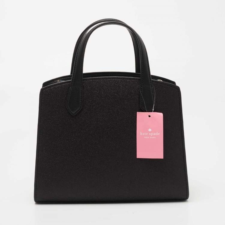 Pre Owned Kate Spade Black Glitter Fabric and Leather Tinsel Satchel