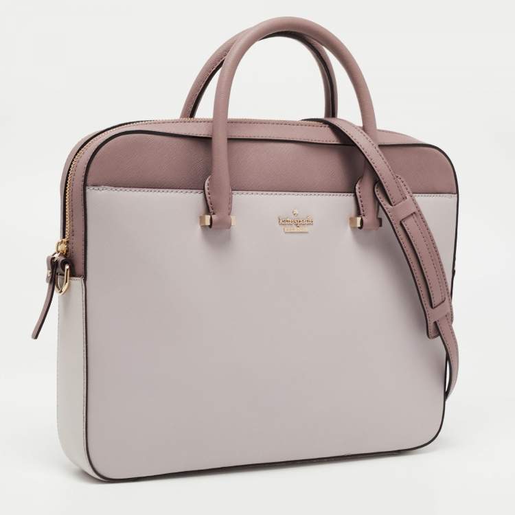 Pre Owned Kate Spade Tri Color Saffiano Leather Laptop Bag
