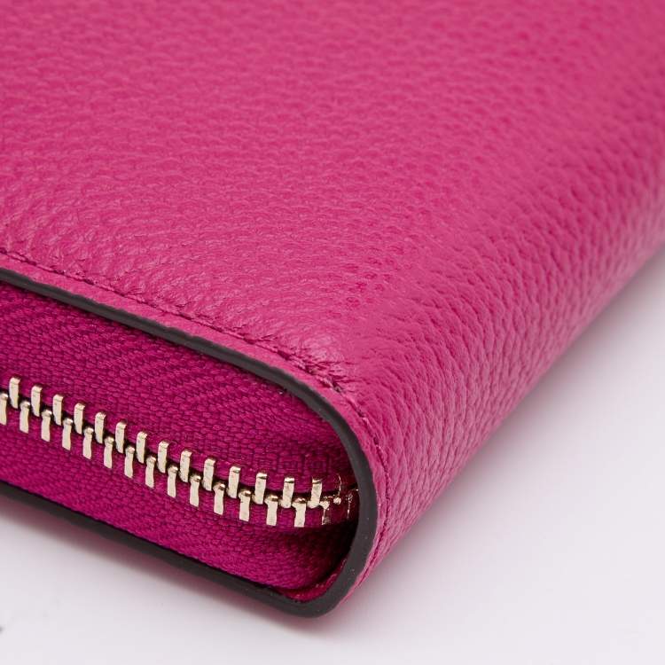 Pre Owned Kate Spade Pink Leather Zip Around Wallet
