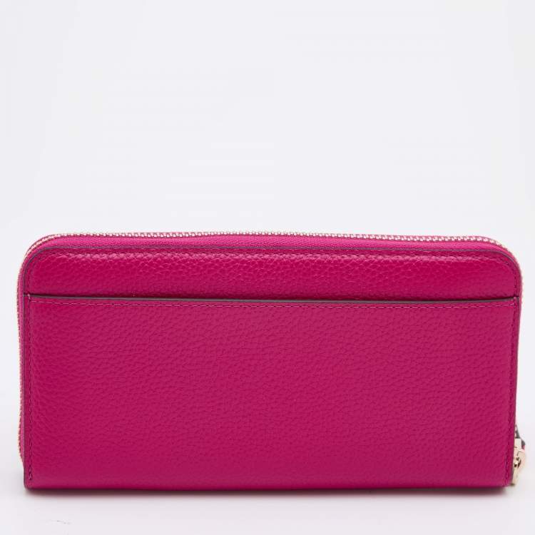 Pre Owned Kate Spade Pink Leather Zip Around Wallet