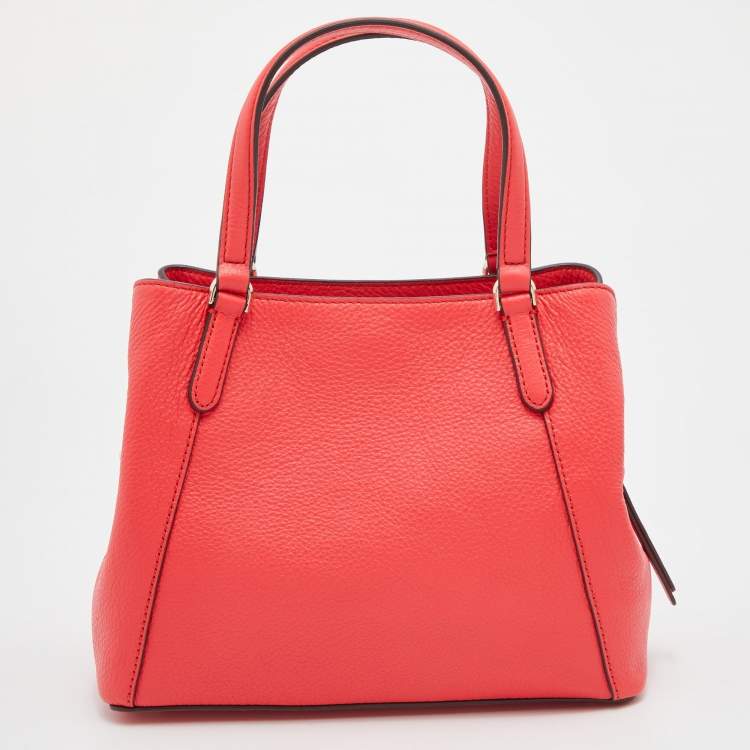 Pre Owned Kate Spade Coral Red Leather Jackson Medium Triple Compartment Satchel