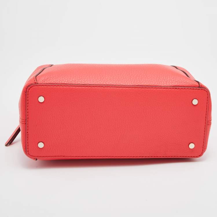 Pre Owned Kate Spade Coral Red Leather Jackson Medium Triple Compartment Satchel