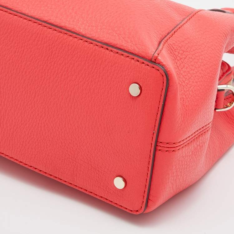 Pre Owned Kate Spade Coral Red Leather Jackson Medium Triple Compartment Satchel