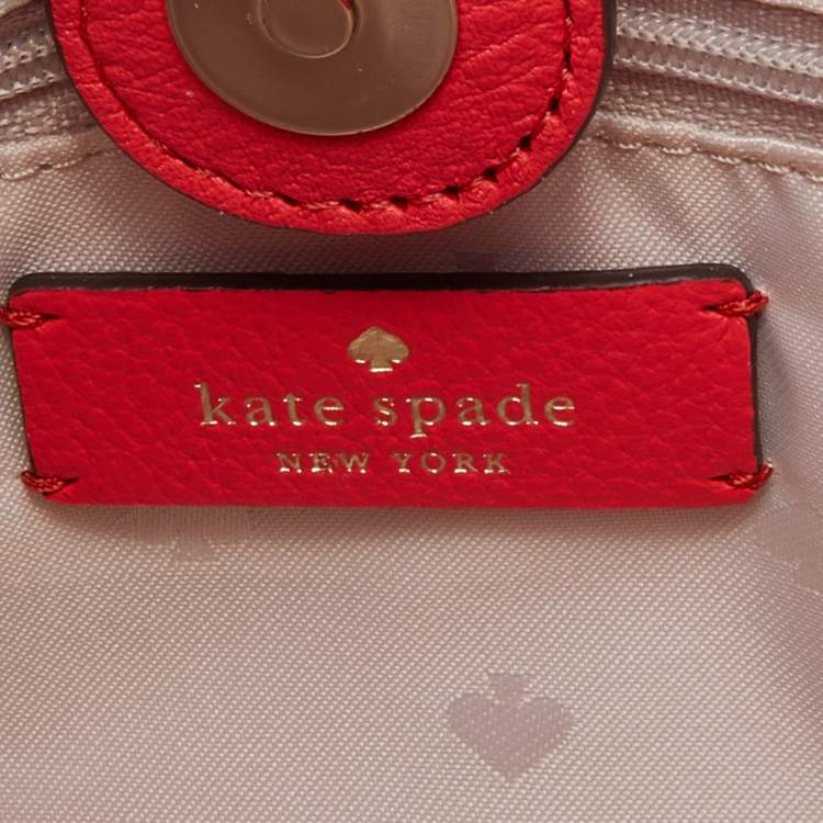 Pre Owned Kate Spade Coral Red Leather Jackson Medium Triple Compartment Satchel