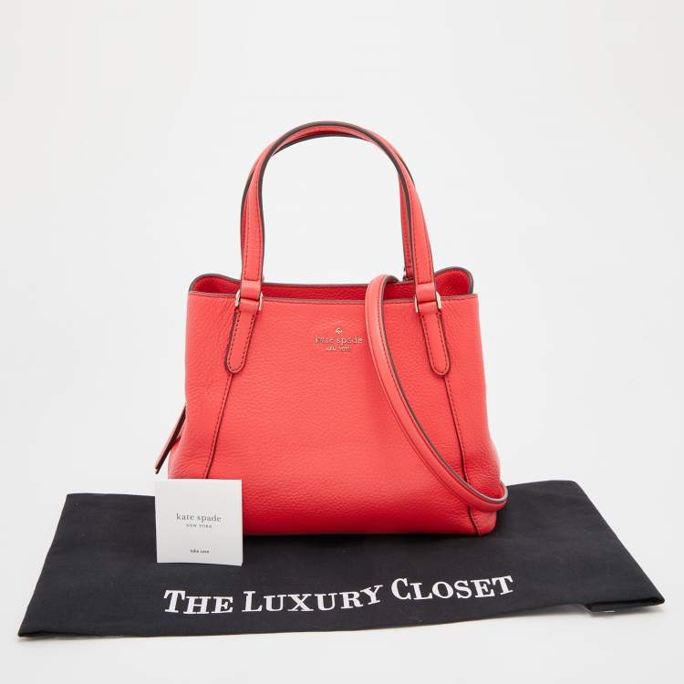 Pre Owned Kate Spade Coral Red Leather Jackson Medium Triple Compartment Satchel