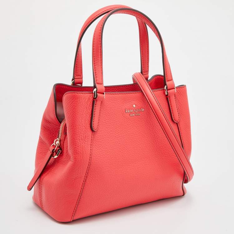 Pre Owned Kate Spade Coral Red Leather Jackson Medium Triple Compartment Satchel