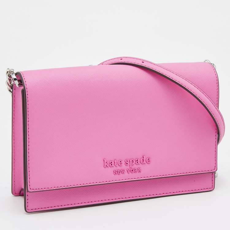 Pre Owned Kate Spade Pink Leather Convertible Crossbody Bag