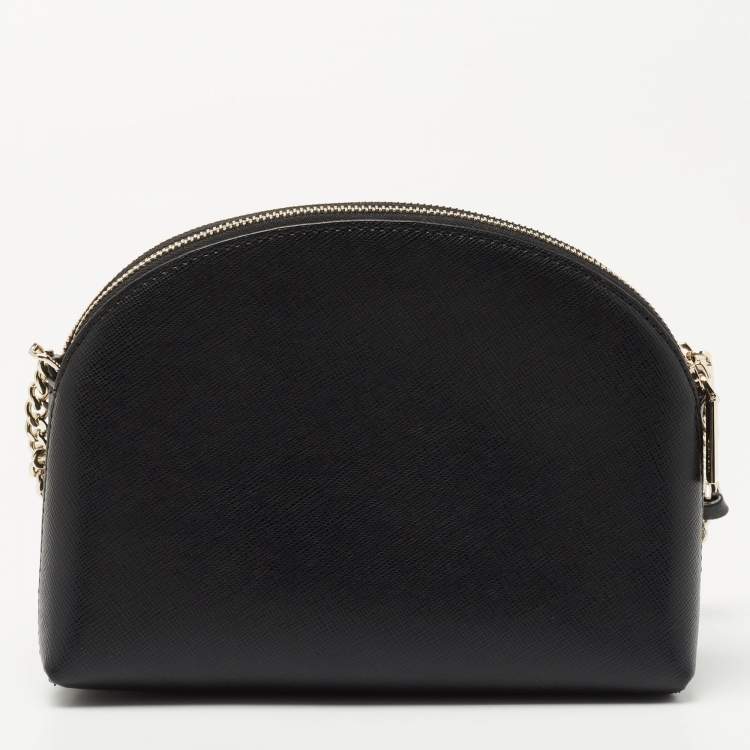 Pre Owned Kate Spade Black Leather Spencer Small Double Zip Crossbody Bag