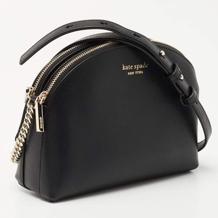 Pre Owned Kate Spade Black Leather Spencer Small Double Zip Crossbody Bag