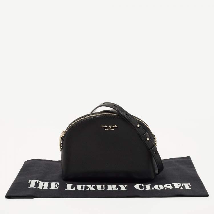 Pre Owned Kate Spade Black Leather Spencer Small Double Zip Crossbody Bag
