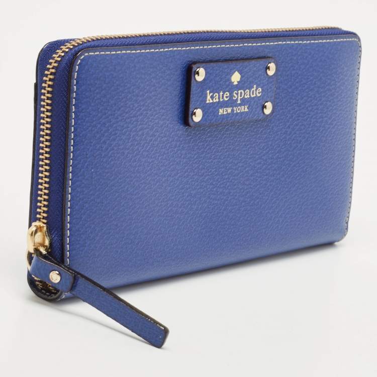 Pre Owned Kate Spade Blue Leather Wellesley Neda Continental Wallet