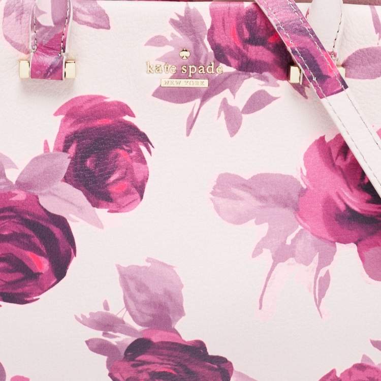 Pre Owned Kate Spade Pink Leather Emerson Place Roses Olivera Satchel