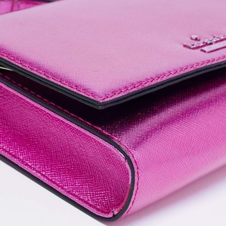 Pre Owned Kate Spade Metallic Pink Leather Cedar Street Cami Crossbody Bag