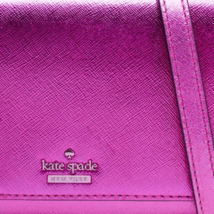 Pre Owned Kate Spade Metallic Pink Leather Cedar Street Cami Crossbody Bag