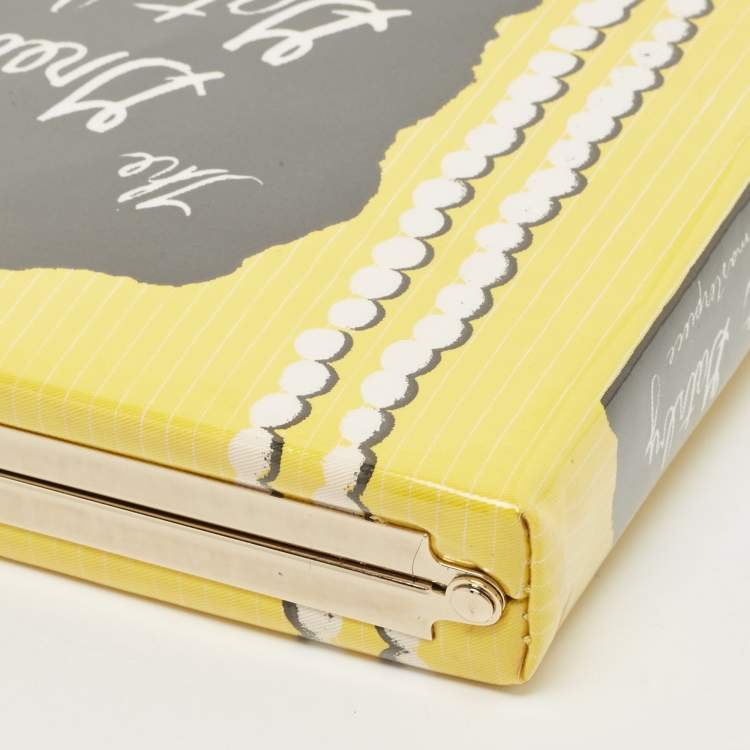 Pre Owned Kate Spade Yellow Vinyl The Great Gatsby Book Clutch