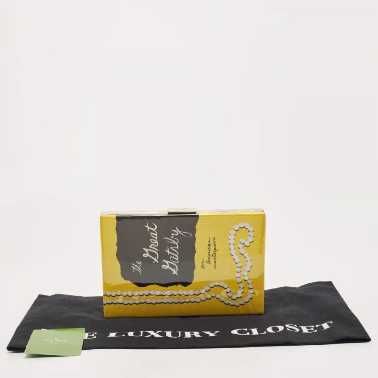 Pre Owned Kate Spade Yellow Vinyl The Great Gatsby Book Clutch