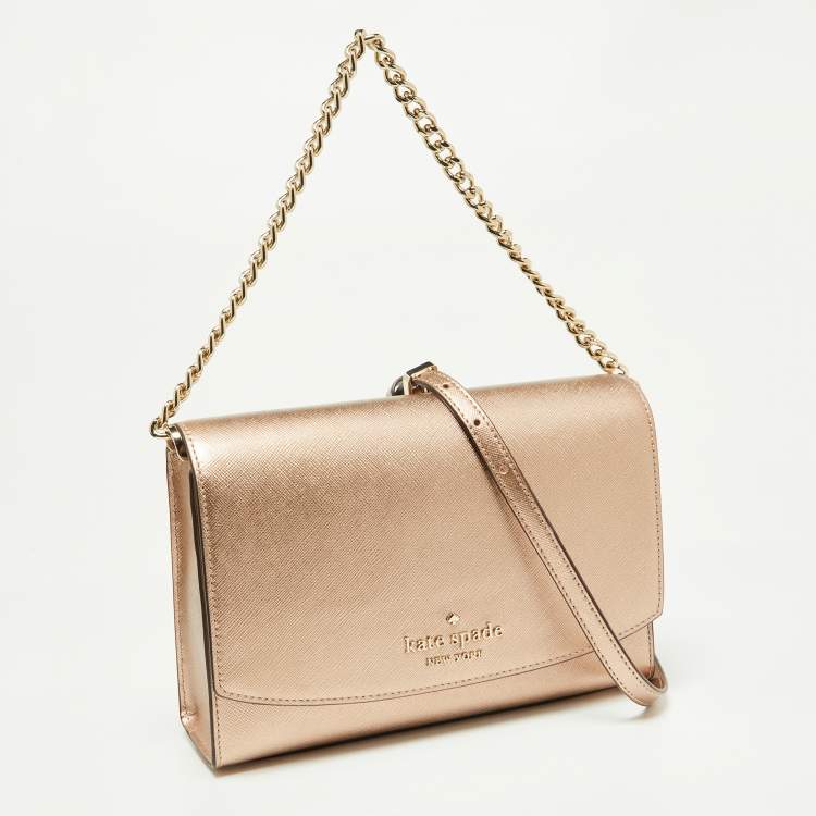 Pre Owned Kate Spade Metallic Leather Carson Flap Crossbody Bag
