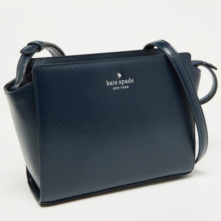 Pre Owned Kate Spade Blue Leather Hayden Grand Street Crossbody Bag