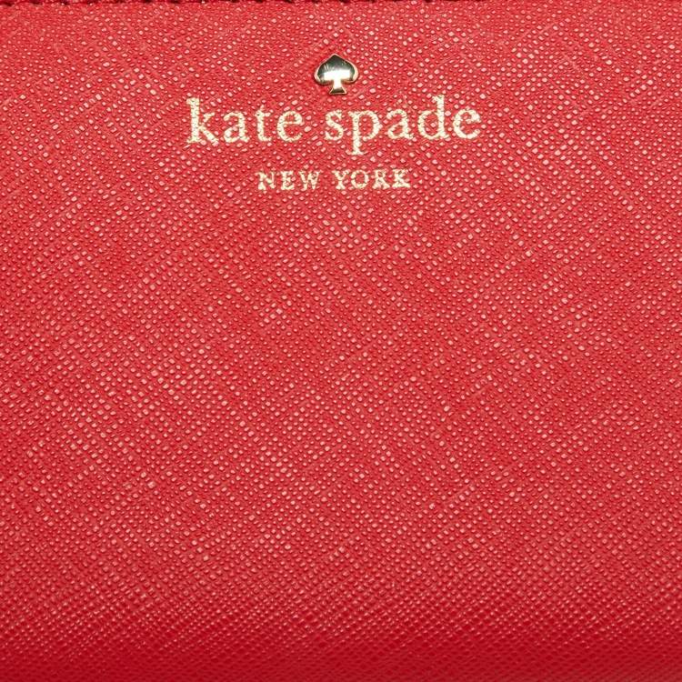 Pre Owned Kate Spade Red Leather Zip Around Wallet