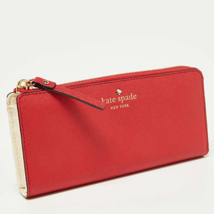 Pre Owned Kate Spade Red Leather Zip Around Wallet