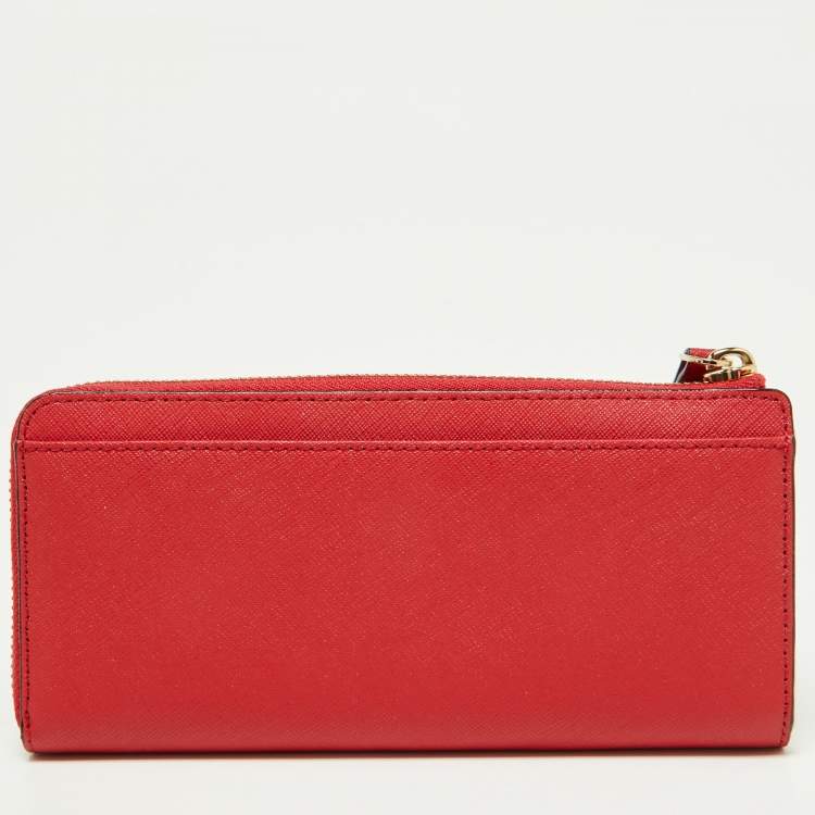 Pre Owned Kate Spade Red Leather Zip Around Wallet